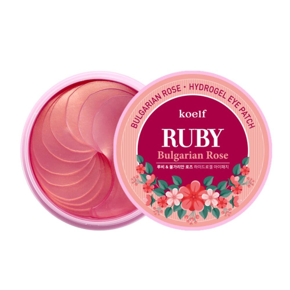Гидрогелевые патчи для глаз Koelf Ruby & Bulgarian Rose, Глубокое увлажнение и осветляющий уход, 84 г