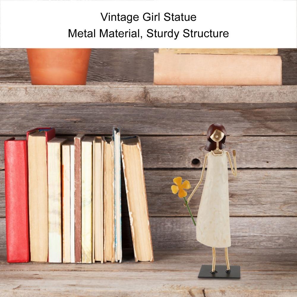 Vintage Iron Art Figurine Iron Desk Ornament Decor Statues Standing People Figurine Office Desk