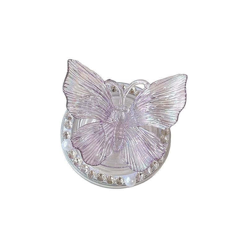 Three-Dimensional Colorful Butterfly Mobile Phone Airbag Bracket Magnetic Paste Flash Powder Wind Ring Desktop Watching Drama