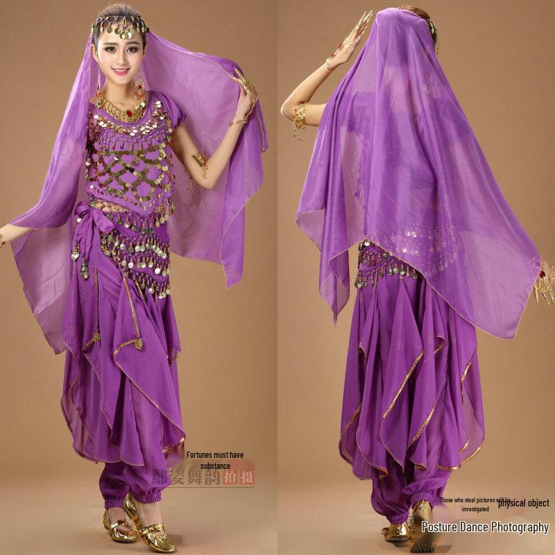 Ethnic Belly Dance Costume with Rotating Pants: Xinjiang & Indian Dance Performance Set