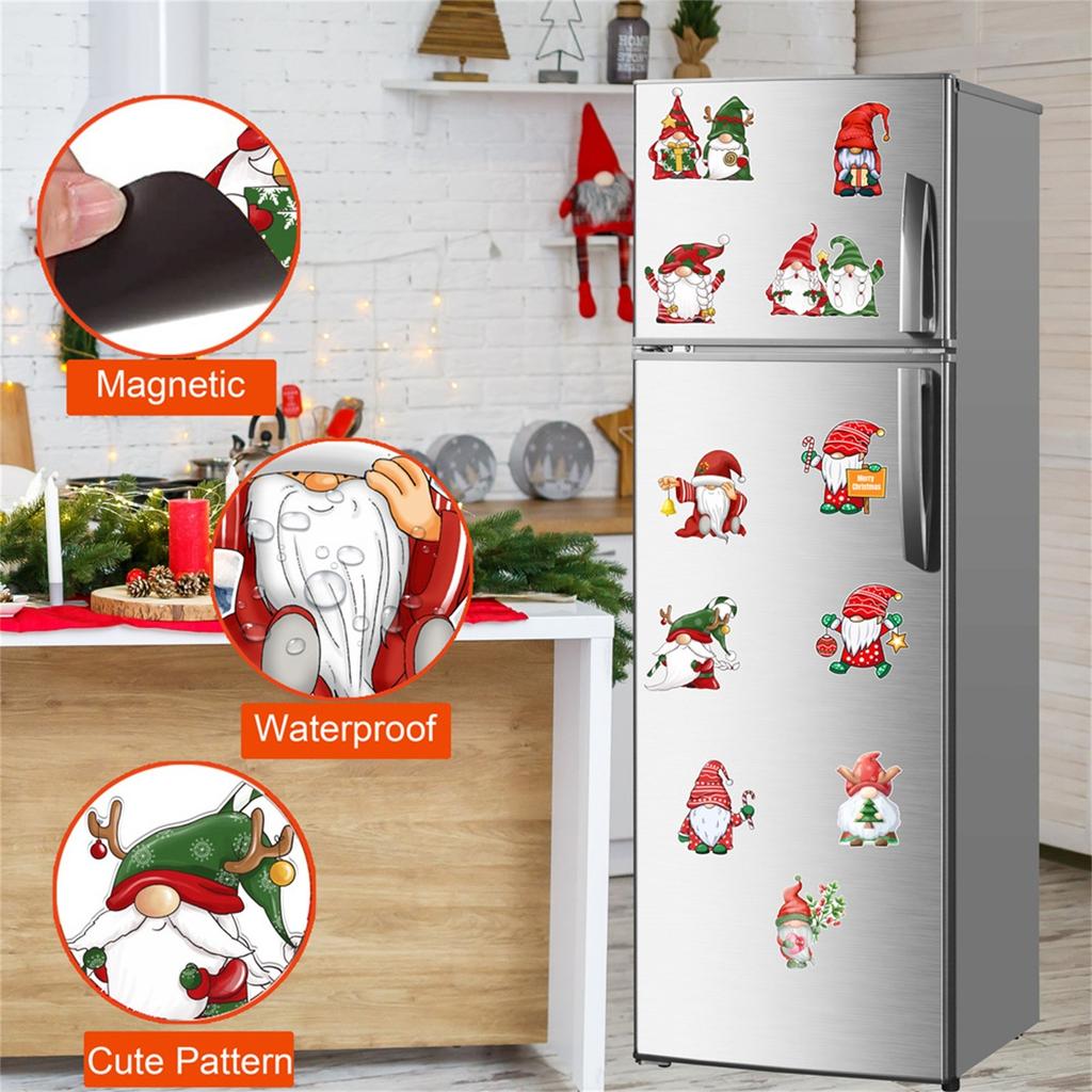 Christmas Car Refrigerator Decorations Reflective  Santa Deer Magnet Ornaments Xmas New Year Holiday Home Decor