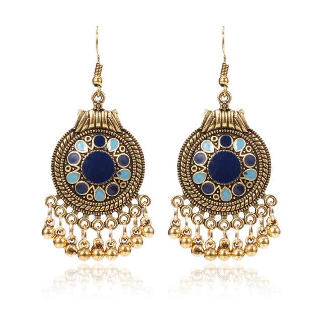 Vintage Ethnic Dangle Earrings Boho Disc Ball Tassel Drop Earrings Indian Jewelry Fashion All Match Women Accessories