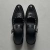 Mode Hochwertige Leder Damenschuhe Sexy Spitzschuh Metallschnalle Mary Jane Schuhe für Frauen Punk Schwarz Elegante Frau Stöckelschuhe