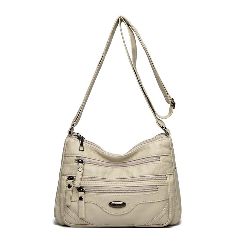 PU Umhängetasche Damen Schultertasche Mehrere Fächer Tasche für Mütter mittleren Alters