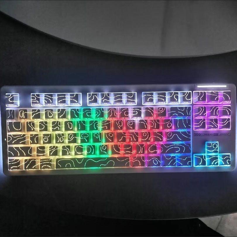 Xiaomi 2026 New Contour PBT Keycaps Side Glow Light Mechanical Keyboard Original Factory Height for 61/68/75/84/87 Keys Game Keyboard