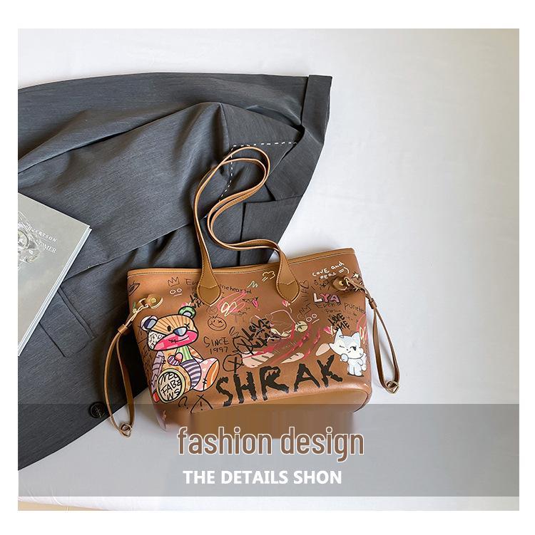 Graffiti Fashion 2025 Women's Versatile Handbag: Large Capacity Tote for Commute, Travel & College