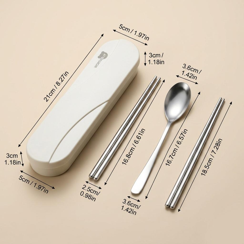 Portable Stainless Steel Cutlery Students Tableware Set Spoon Fork Chopsticks With Case Holder Travel Camping School Utensils
