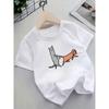 European sizes Short-Sleeved T-Shirt with Cartoon Cat And Dog Patterns, Perfect for Summer Wear, Comfortable And Versatile—Suitable for Children