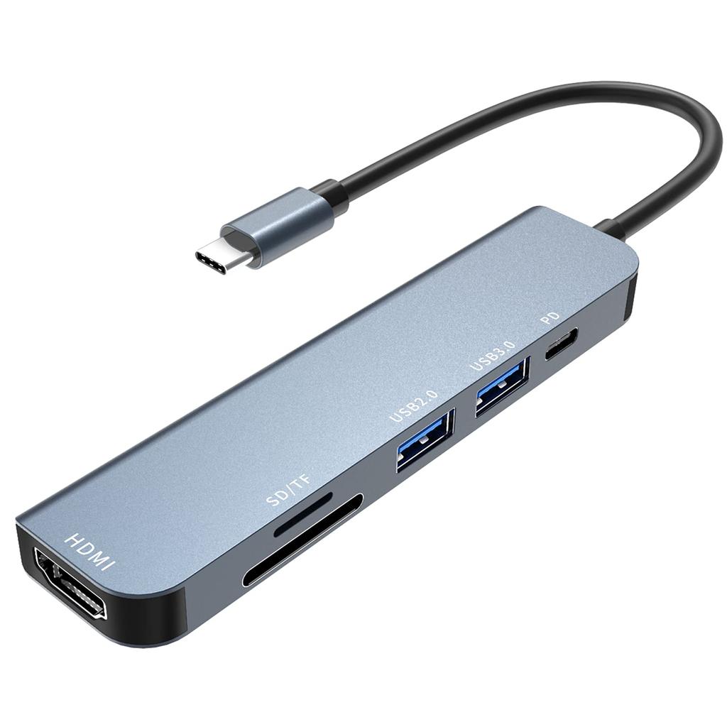 Hub USB C 6 în 1 Adaptor Tip C Extensie USB HDMI Încărcare PD de Mare Viteză 100W Dock Extensie Slot Card Transfer de Date de Mare Viteză Compatibil cu