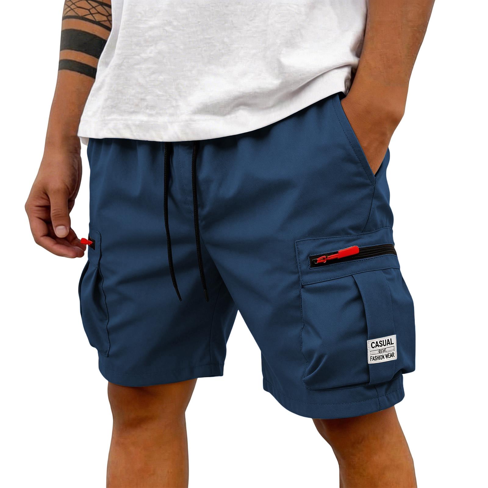 

Men s Cargo Shorts Men s Short Trousers Summer Cargo Trousers With Zip And Buttons Multiple Pockets Work Trousers Men s Sports Shorts XXL Темно-синій