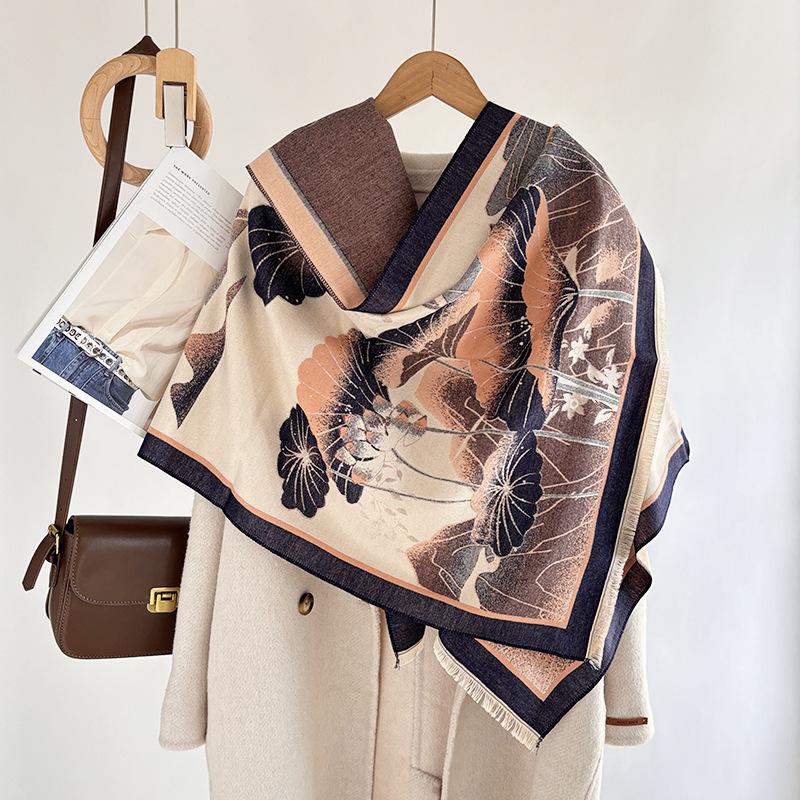 

Шарф из искусственного кашемира Магнолия женский осенне-зимний утолщенный теплый шарф длинный повседневный элегантный платок 185