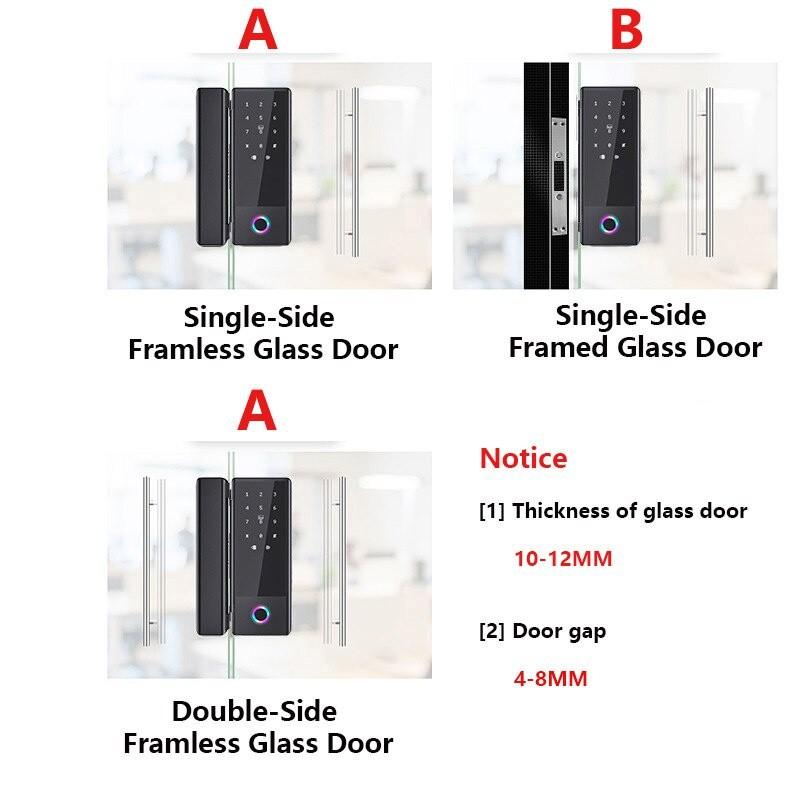 Office/Home Drilling free Glass Door Fingerprint Lock GS1 TT Lock Smart Lock Biometric Fingerprint Electronic Digital Lock