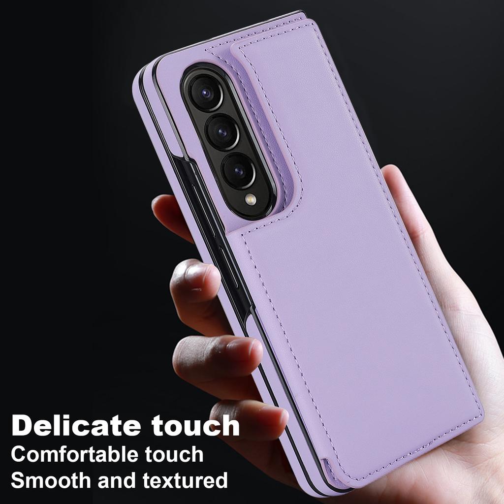 Applicable To The New Samsung Fold4 Mobile Phone Case Fold5 Double Buckle Card Mobile Phone Leather Case Fold3 Folding Protective Case