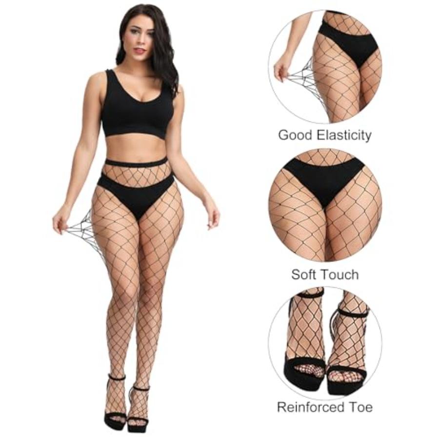 2/4/8 Pack Fishnet Stockings Women High Waist Tights 2/4 Styles Fishnet Tights Pantyhose