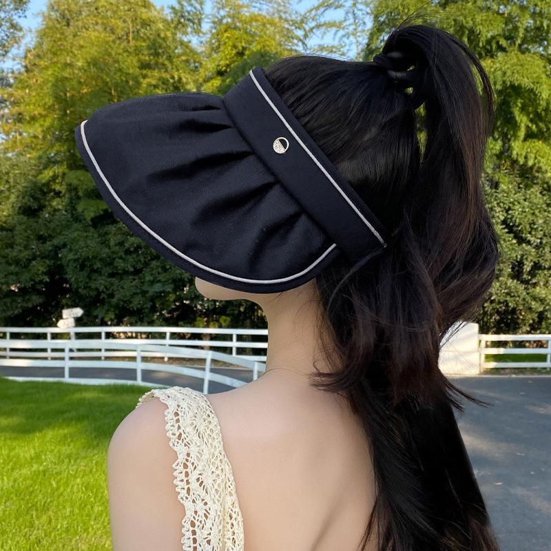 

Солнцезащитная шляпа-ракушка, женская летняя новая шляпа от солнца с повязкой на голову для путешествий на открытом воздухе, регулируемая пляжная шляпа Adjustable чёрный