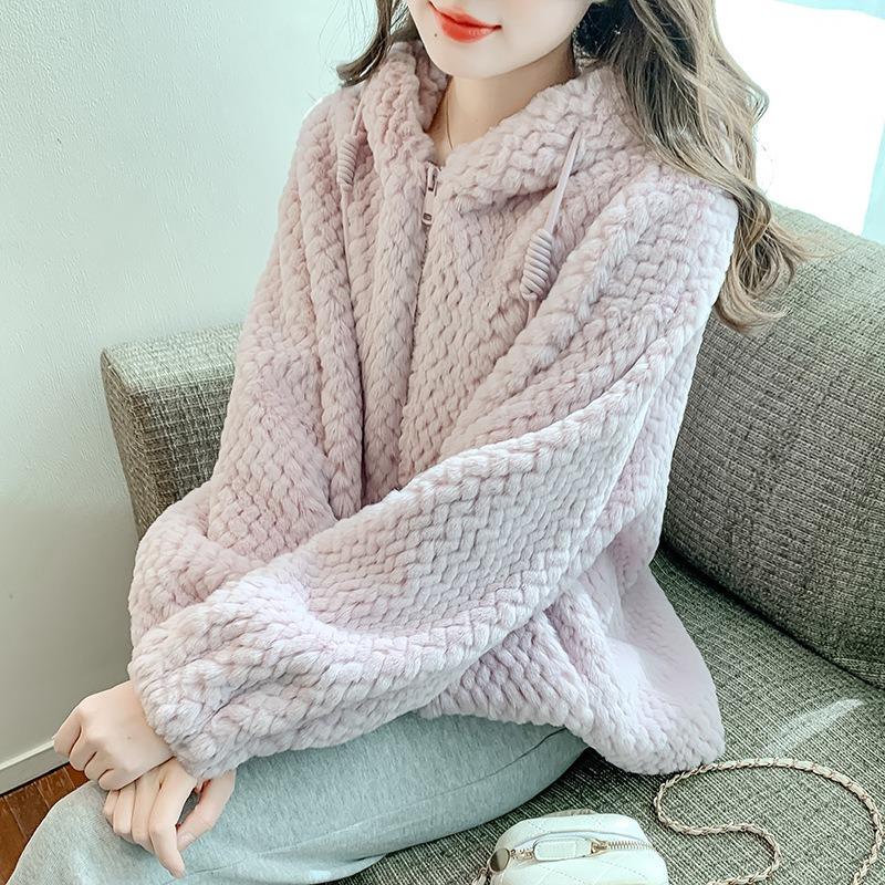 

Пальто из овечьей шерсти, женское, новое зимнее, свободное, утолщенное, с маленьким капюшоном, пальто из гранулированного флиса, хлопковое, имитация меха 2XL фиолетовый