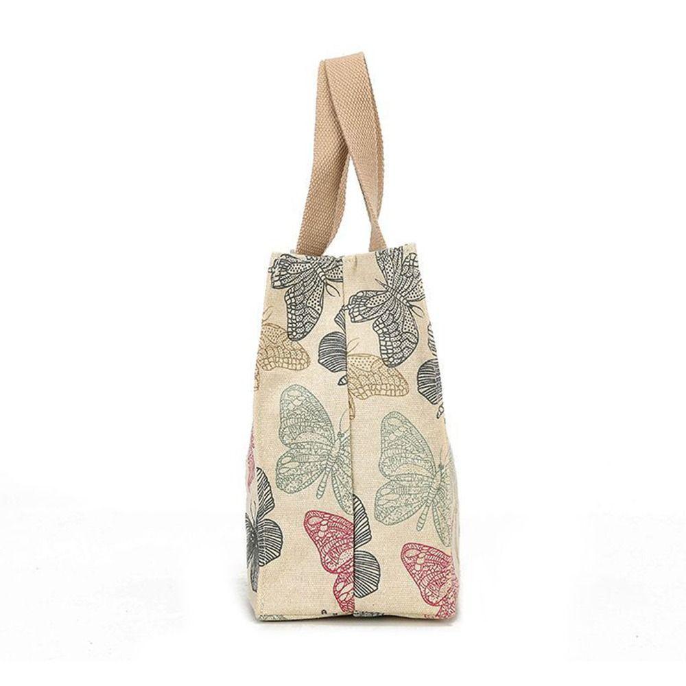 Cute Canvas Lunch Bag Large Capacity Waterproof Tote Bag Print Lunch Box Handbag for Women