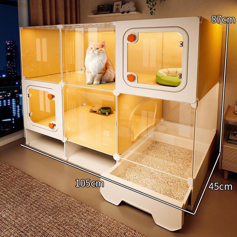 Hochsicht-Katzenkäfig All-in-One Katzenklo-System Indoor Einraum-Ein-Wohnzimmer-Aufbau Katzenwelpenhaus Heimtier-Wohnsitz-Lösung