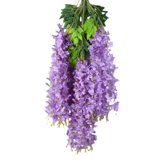 Artificial Wisteria Flower Hanging Garland Faux Silk Hanging Flower Strings Fake Wisteria Flower Vine for Wedding Garden Background Decor