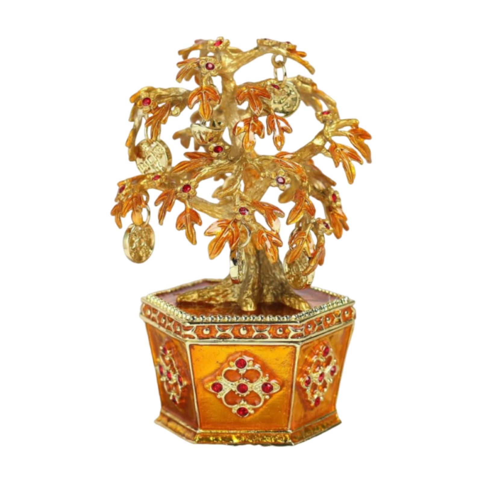 Денежное дерево Бонсай Статуэтка Сплав Фэн-шуй Украшение для Дома Прихожей Спальни