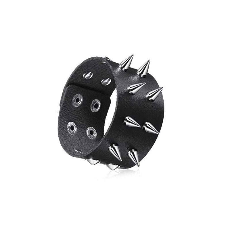 Fashion Fashion Punk Street Shooting Nightclub Square Rivet Spike Bracelet Ins Couple Leather Bracelet Bracelet