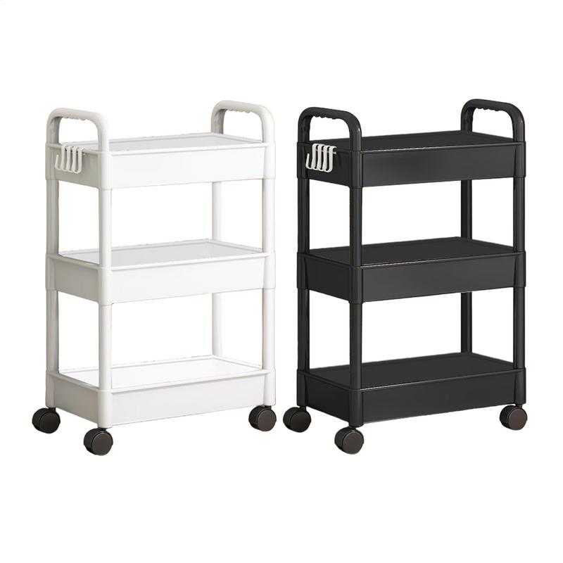 Storage Shelves Table Rack Trolley Solid Home Use With Wheel Sofa Back Dinning Room Storage Rolling Cart Black/White Color