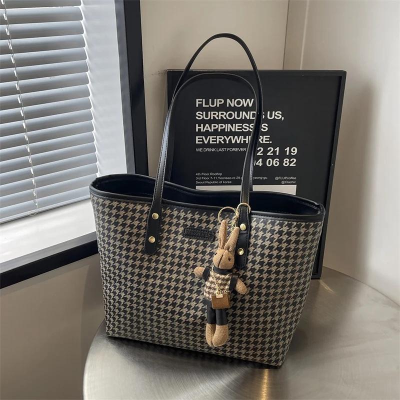 

Сумки через плечо большой емкости, новые модные сумки из мягкой искусственной кожи в клетку, дизайнерские роскошные женские сумки для поездок на работу