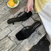 Zehensandalen Damen Sommerbekleidung 2025 neu Zehen quadratisch Kitten und französische Internet-Berühmtheit mittelhohe Sandalen halbe Sohle