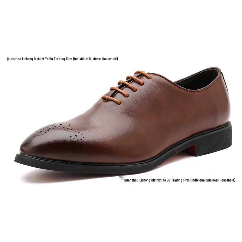 

Men s Carved Lace-up Red Sole Leather Shoes: Fashionable Formal & Casual Large Size 47 коричневый