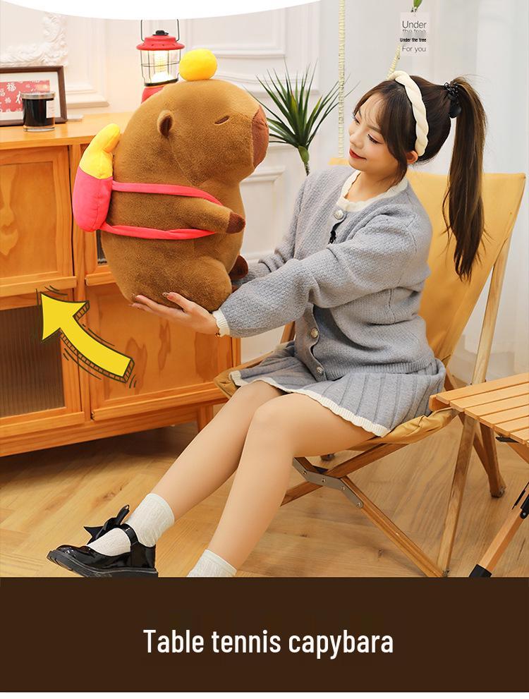 Capybara Table Tennis Plush Doll - Birthday Gift Plush Toy Pillow for Girls