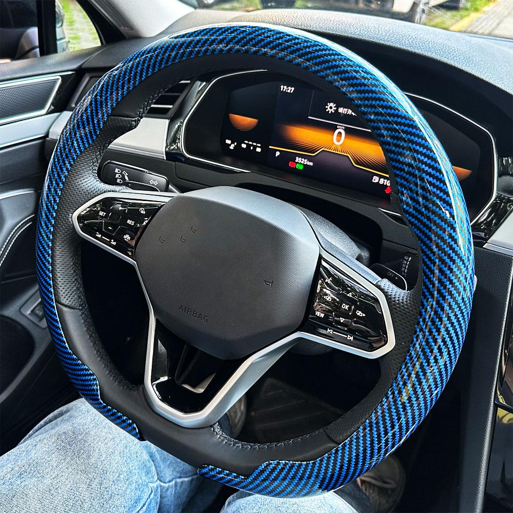 

Carbon Fiber Texture D cut Auto Steering Wheel Cover Ultra-Thin Non-Slip D Shape Sport Car Steering Wheel Protector Accessories