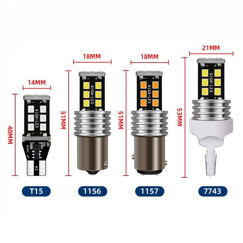 1Pc 921 912 W16W T15 15SMD 1156 BA15S P21W 1157 BAY15D 7443 Chipsets LED Canbus Error Free Bulbs Backup Reverse Lights