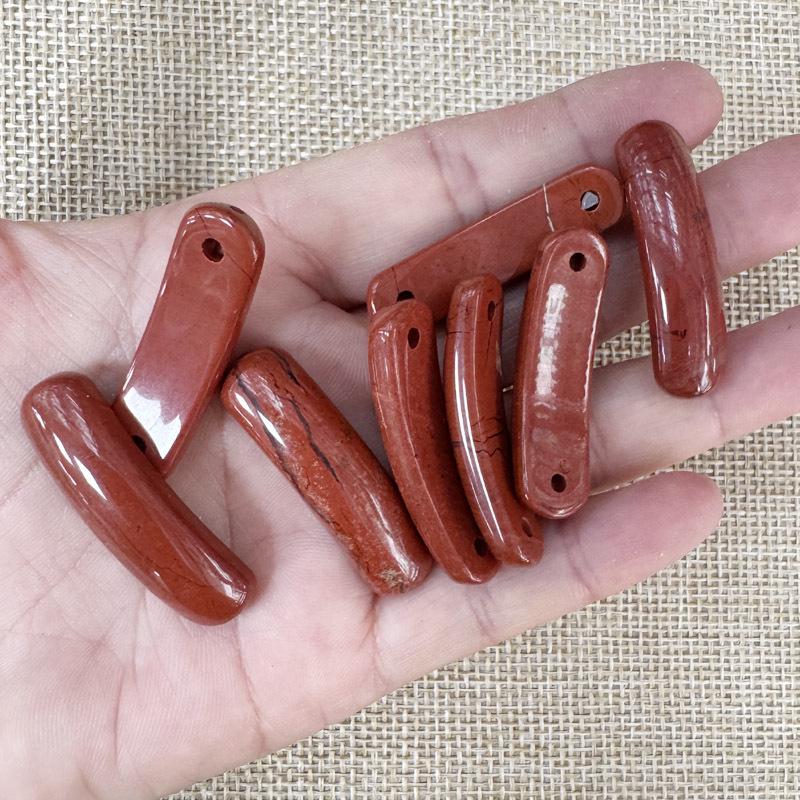 Natural Amethyst & Rose Quartz Bent Tube Connector for DIY Bracelets