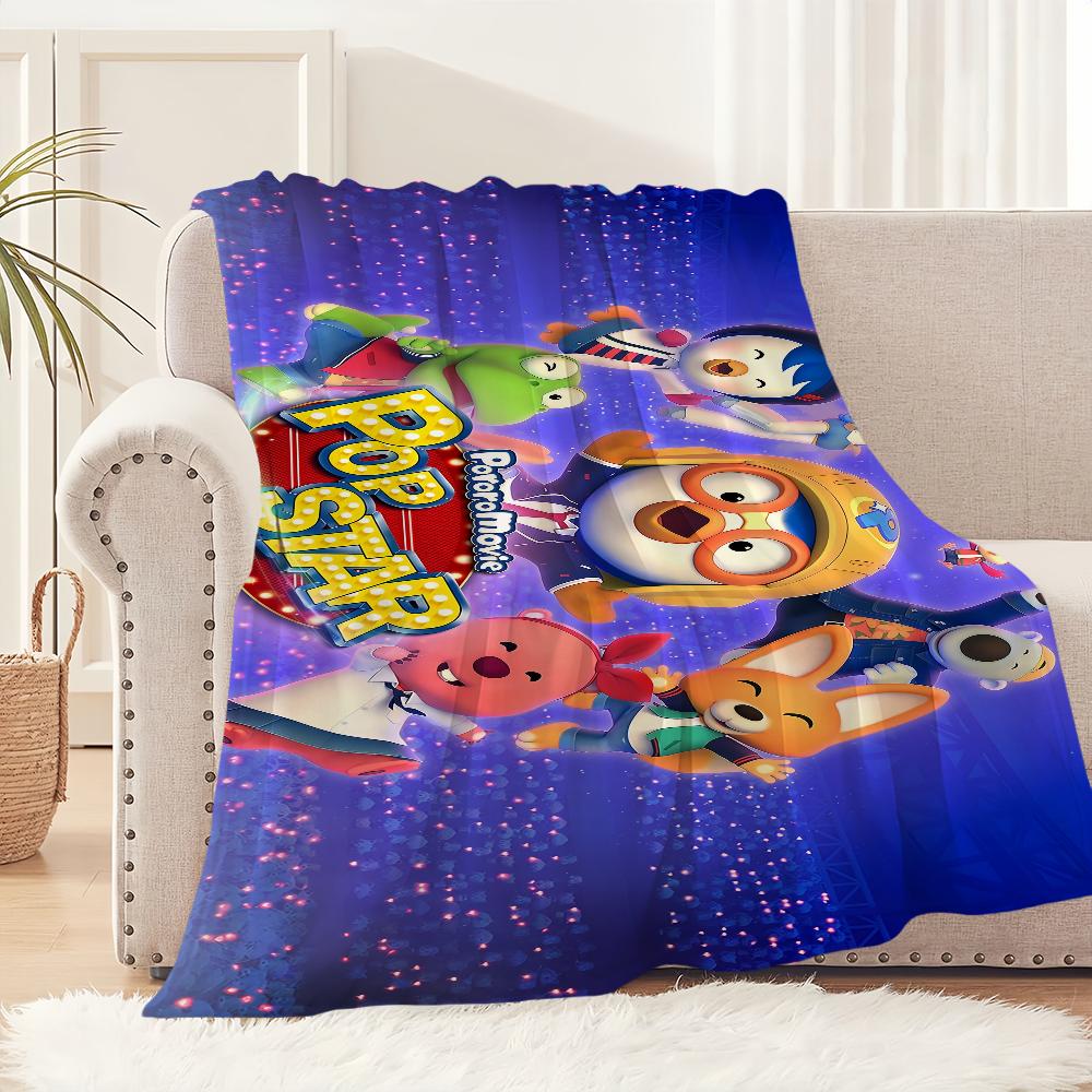 Cartoon Cute P-Pororos-S Penguin Blanket Travel Gift Comfort Warm Soft Plush Suitable For Sofa Living Room Office Bedroom