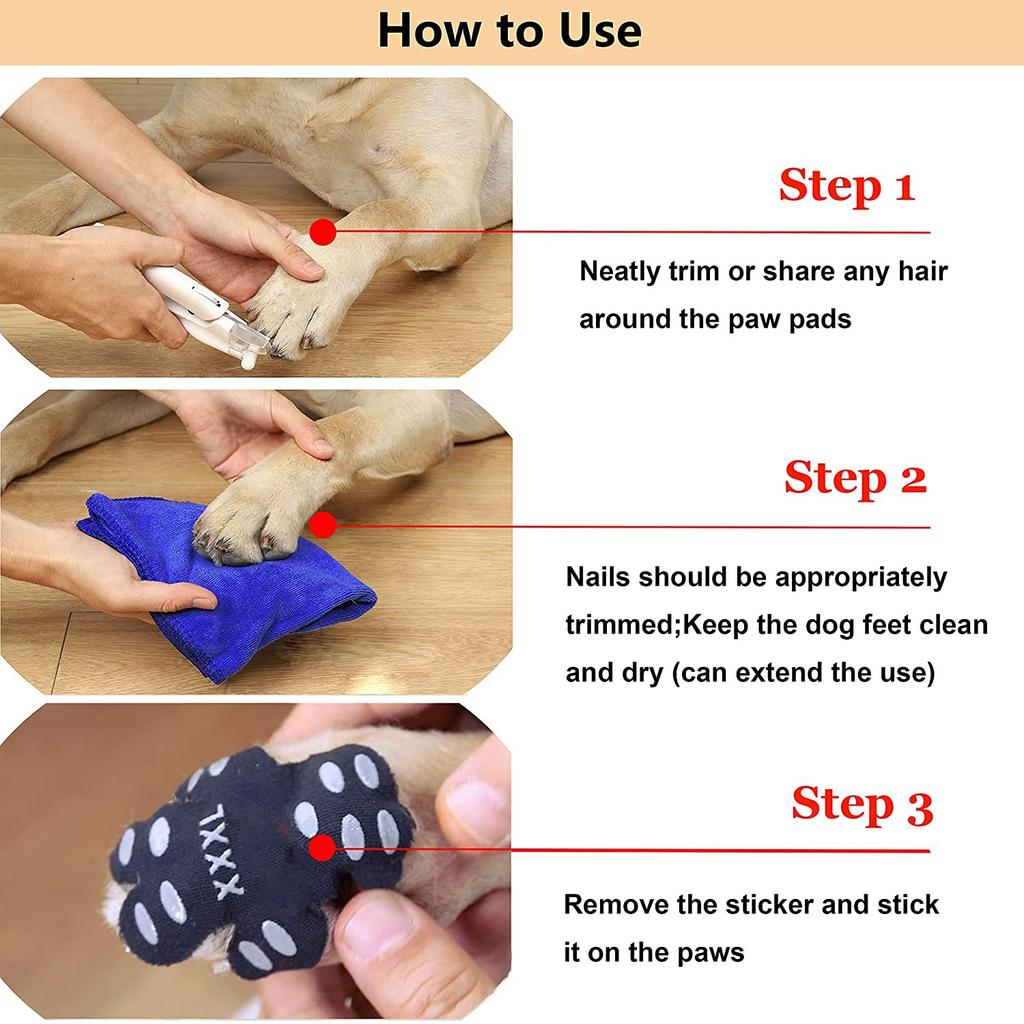 24PCS Dog Paw Protector Anti-Slip Grips To Keep Dogs from Slipping Disposable Self Adhesive Resistant Dog Shoes Booties Socks