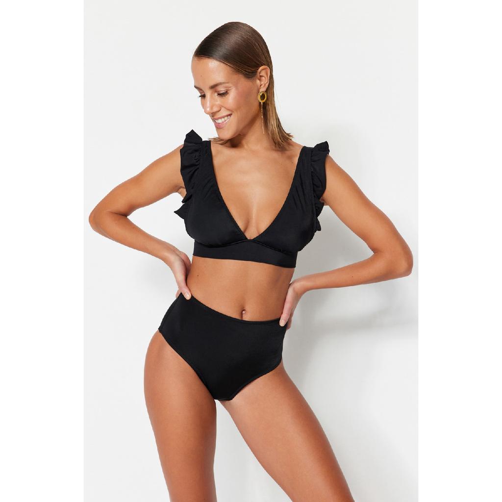 Černý spodní díl bikin s vysokým pasem Tbess21ba0057