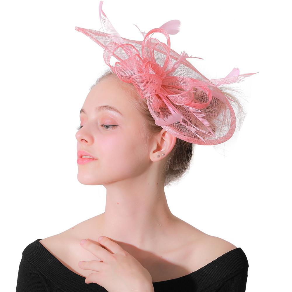 Europäische und Amerikanische Boutique Mode Simulation Blatt Kopfschmuck Rosa Hanfgarn Feder Einfach Promi Party Haarschmuck