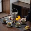 New tea making stove small set alcohol candle base anti-scalding handle beam pot Chinese tea making stove outdoor tea cooker