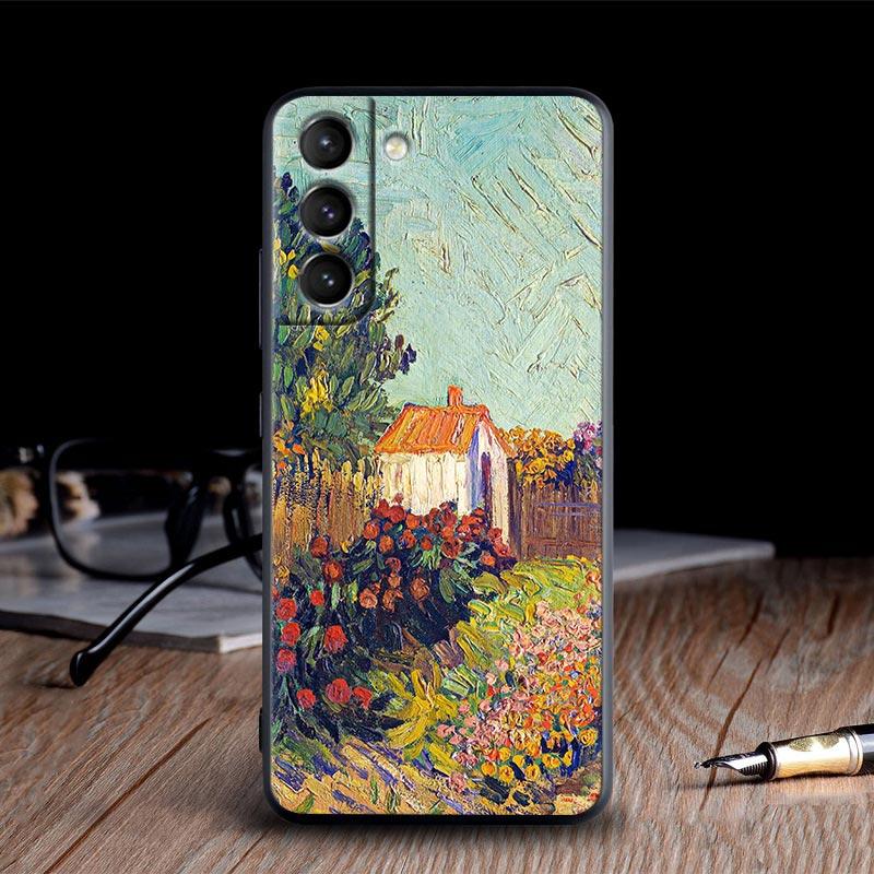 Van Gogh Painting Case For Samsung Galaxy S24 S23 Ultra S21 FE S20 S22 Ultra S10 Plus Starry Sky Cover Sunflower Almond Blossoms