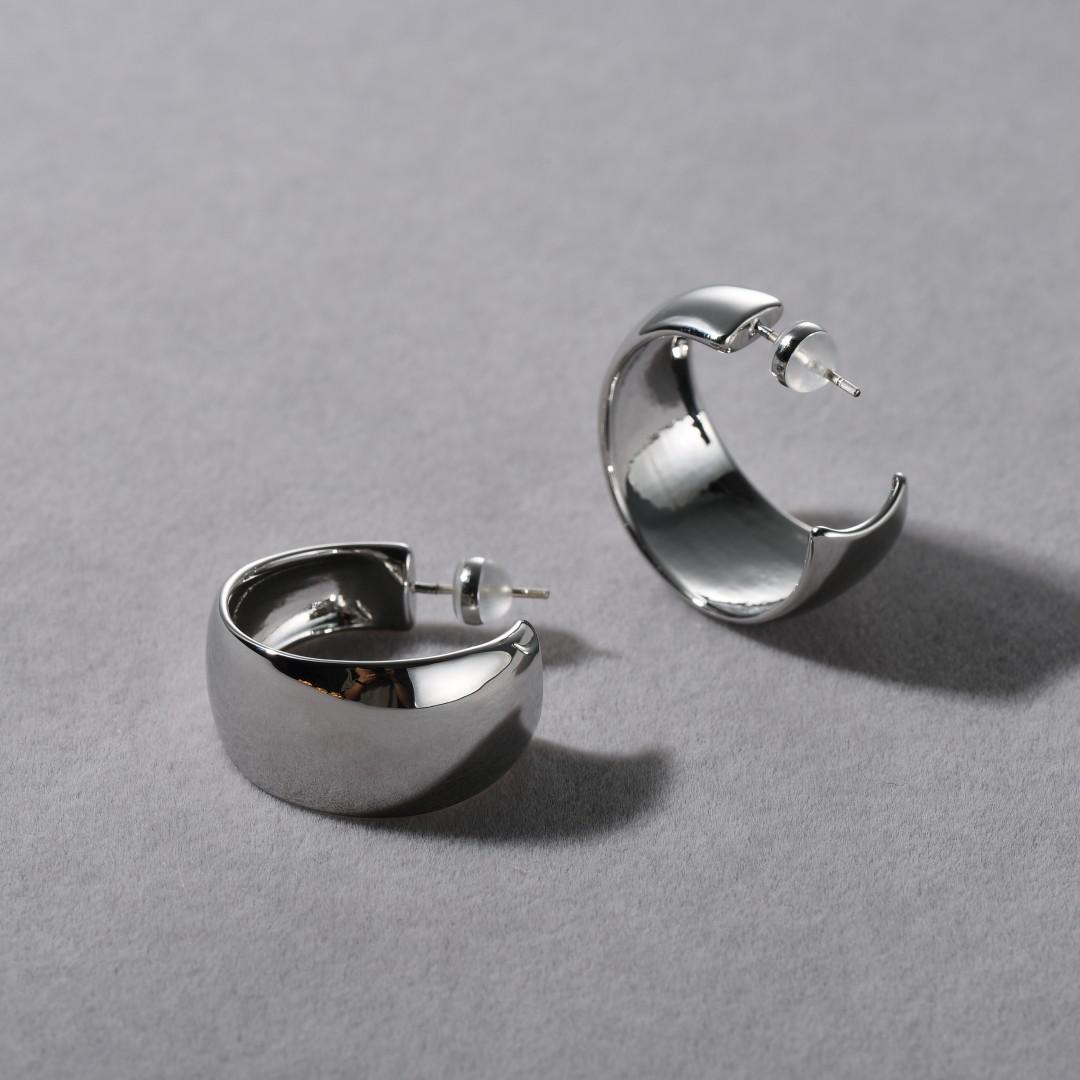 Premium Copper Plated 18K Real Gold Geometric Circle Earrings S925 Silver Needle Stud Earrings Niche Temperament Simple Earrings Women