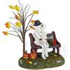 Halloween Village Accessories, Kiss of Death Figurines, Spooky Skeleton and Pumpkin Statue LED Lights Decorations Holiday Gifts