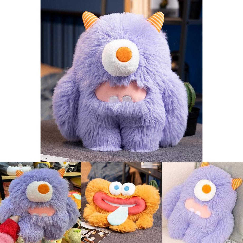 Small Monster Plush Toy Cartoon Big-eyed Monster Long-haired Doll Red Book Same Style Doll Pillow