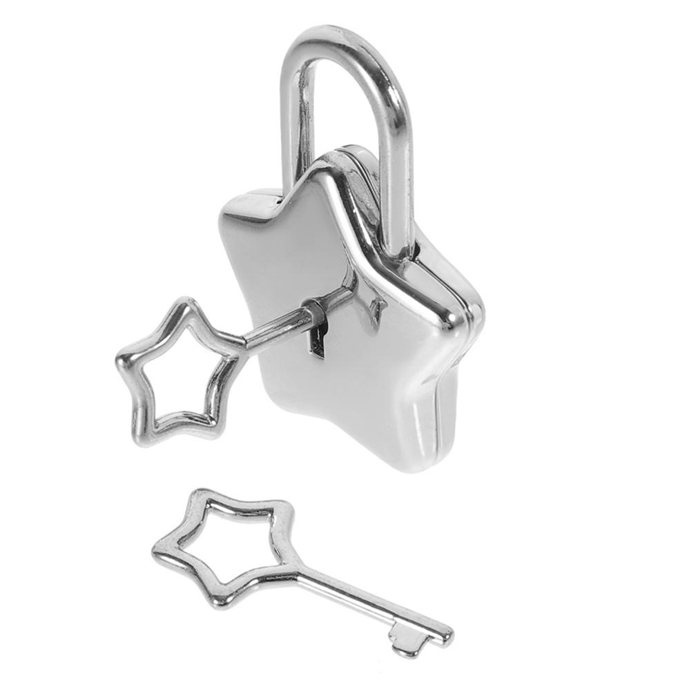 

Castle Star Shape Vintage Padlock Small Love Lock Mini Lock With 2 Pcs Star Key Decorative Lock Buckle Hardware Luggage Accessor серебряный