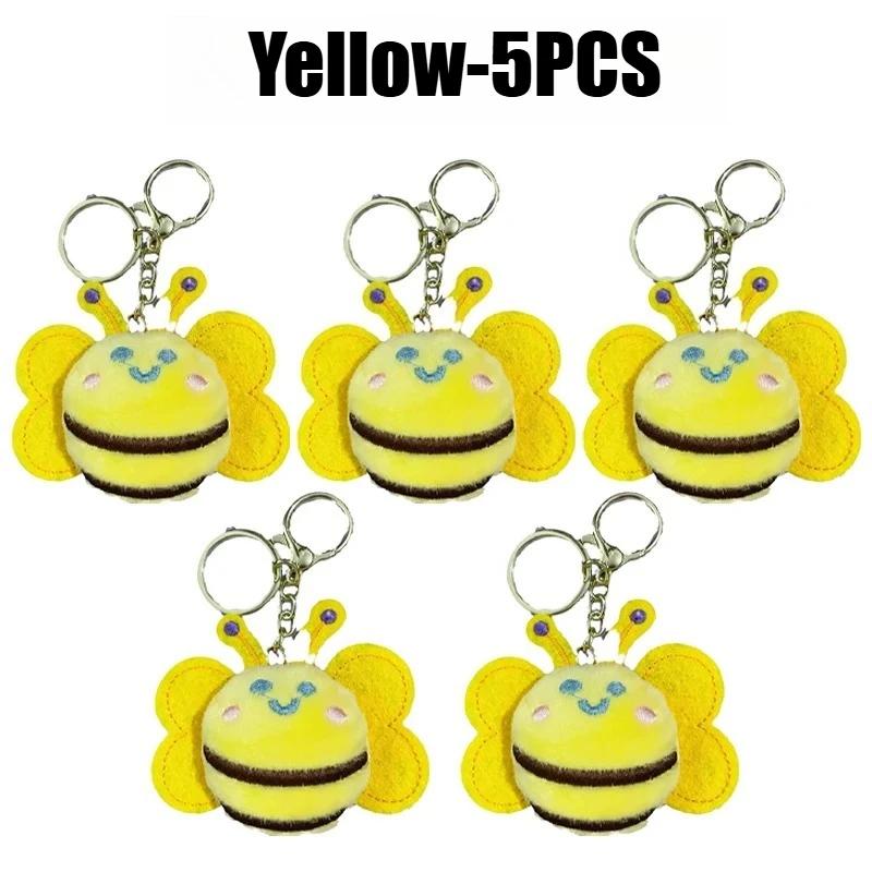Cute Cartoon Plush Bee Keychain Adorable Keyring Doll Pendant for Bags Clothes Accessories Brooch Decor DIY Craft Supplies