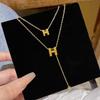 Korean 18K Gold Titanium Steel Women's Clavicle Necklace - Versatile, High-End, Non-Fading Temperament Choker.