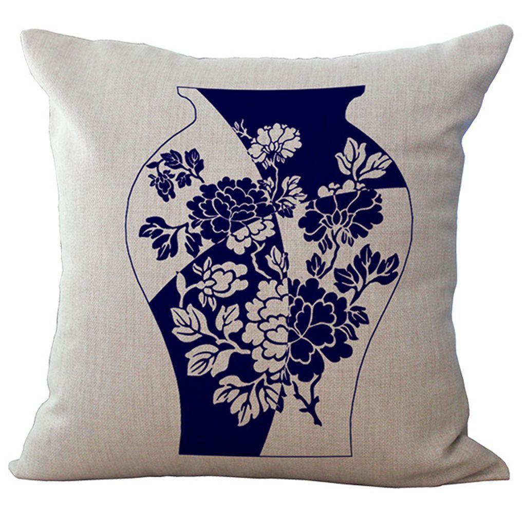 Chinese Style Cushion Case Cover Retro Lightweight Double Sided Pattern Thicken Washable Cute Hug Pillowcase Bedroom Chair