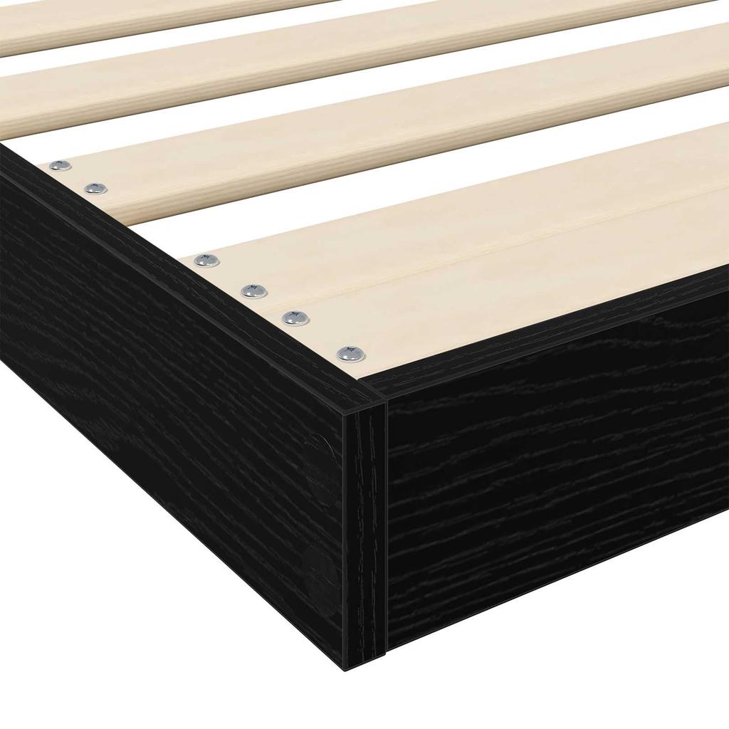 Floor Bed Frame Black Oak Effect 75 x 190 cm Wood Based Material