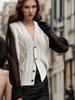 Speckled Dots Retro Diamond Button V-neck Sleeveless Autumn/Winter Women's Cardigan Vest