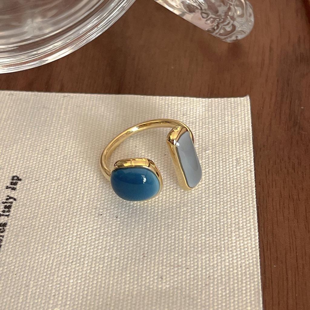 Vintage White Enamel Metal Irregular Shape Geometric Open Adjustable Ring for Women Girl Jewelry Birthday Gifts Anillo Hombre
