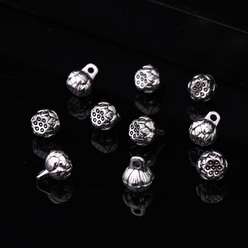 Anhänger Lotus-Kapsel aus tibetischem Silber: Vintage Blumenhalter Anhänger & Perlen für DIY Schmuck und Armbänder